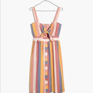 Madewell Tie-Front Cutout Dress in Sherbet Stripe